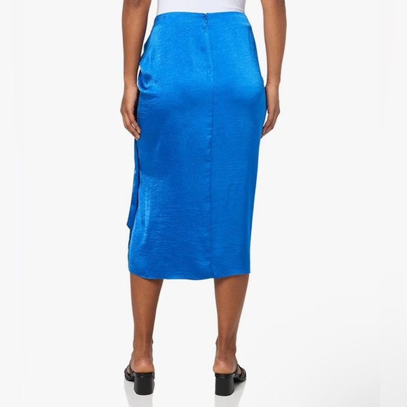 NWOT BCBG New York Blue Sarong Midi Wrap Skirt with Front Slit | Size: L - Picture 2 of 5